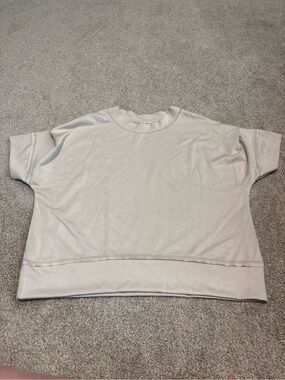 White Birch Beige Boxy Short Sleeve Sweatshirt